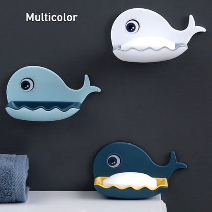 Fish Shape Double Layer Adhesive Waterproof Wall Mounted Soap Bar Holder Stand Rack For Bathroom Shower Wall Kitchen
