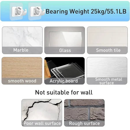 Curtain Rod Holder Self Adhesive Hooks (2 Pcs Set)