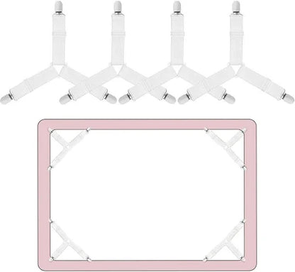 Adjustable Triangle Elastic Suspenders Gripper Holder Straps Clip For Bed Sheets (4 Pc)
