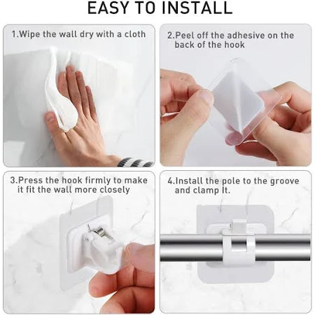 Curtain Rod Holder Self Adhesive Hooks (2 Pcs Set)