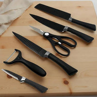 6-Piece Professional Stainless Steel Knife Set with Peeler & Scissors