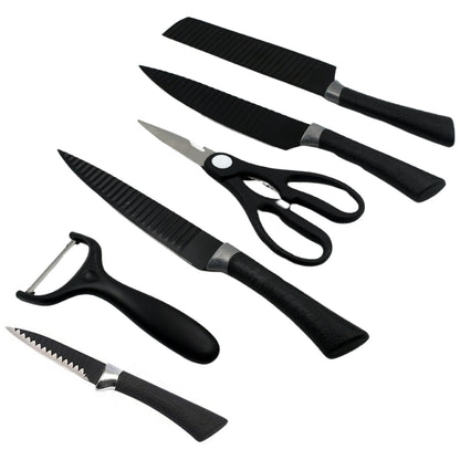 6-Piece Professional Stainless Steel Knife Set with Peeler & Scissors