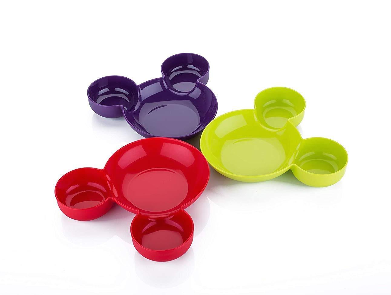 Mickey Shaped Kidssnack Serving Sectioned Plate