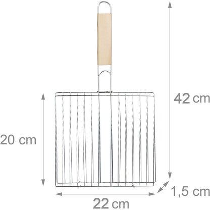 Kitchen Square Roaster Papad Grill Barbecue Grill With Wooden Handle
