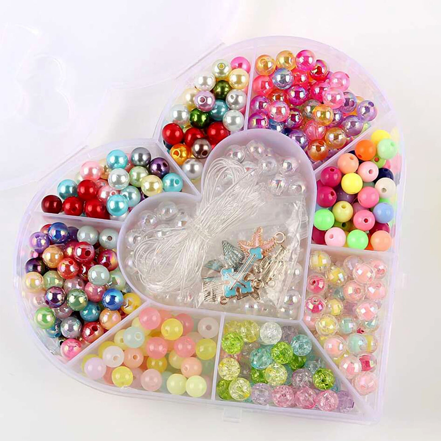 Heart-shaped Plastic Bead Storage Organizer Box (1 Pc)